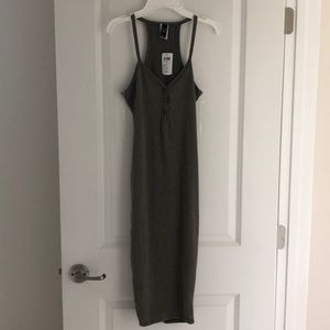 Olive green midi dress